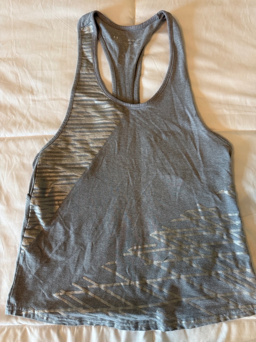 Under Armour Gray Racerback Tank with Metallic Silver Accents